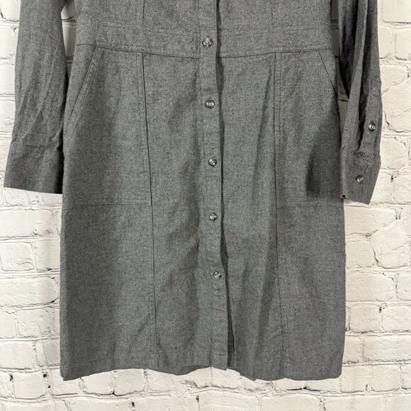 UNTUCKit Portia Cotton Utility Long Sleeve Shirtdress Dress Gray Womens Size 4 - Picture 6 of 15